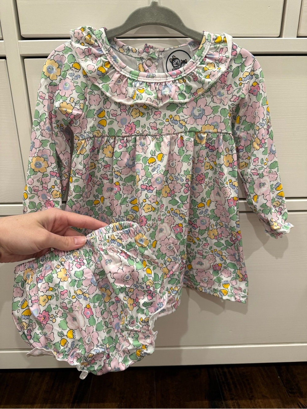Girls' Pastel Floral Set- Pink & White - Picture 3 of 5